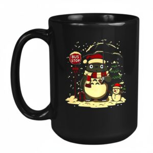 Totoro and snowman winter bus stop cartoon_Mug
