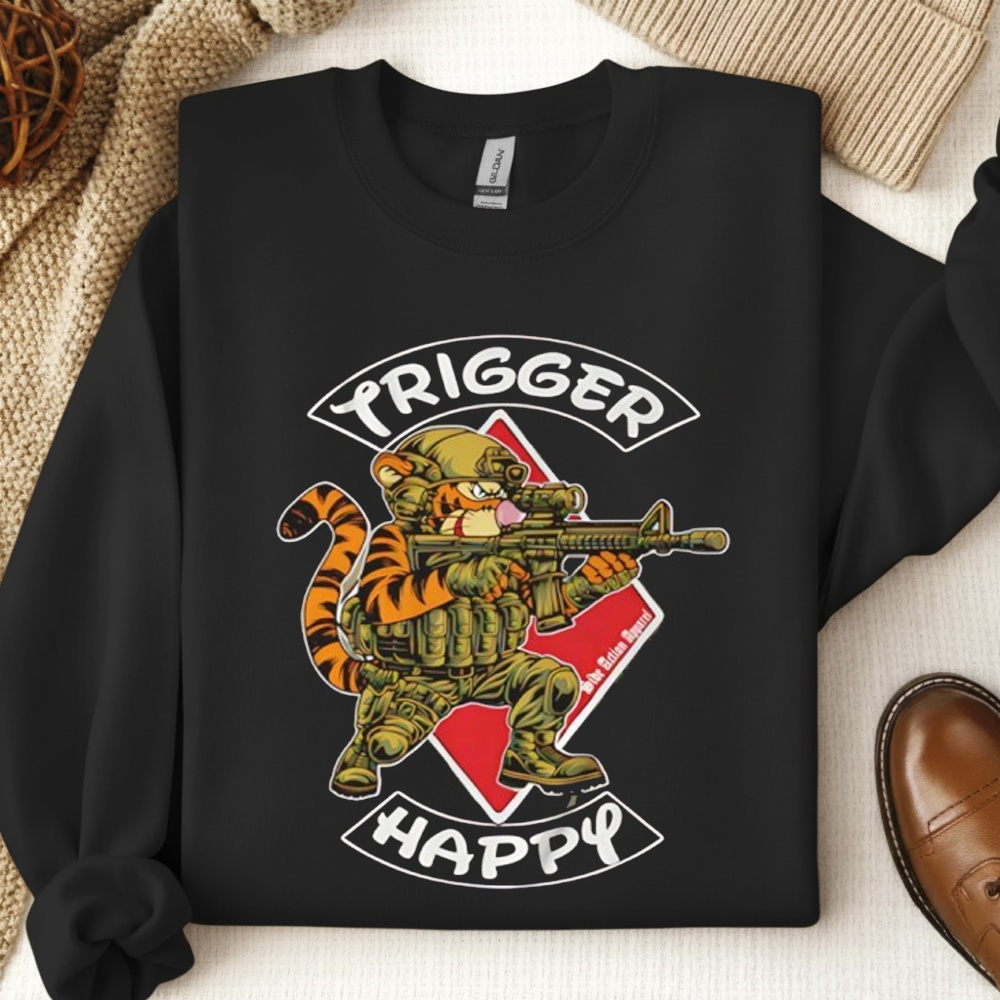 Trigger Happy Tiger graphic_Crewneck Sweatshirt Trigger Happy Tiger graphic_Crewneck Sweatshirt