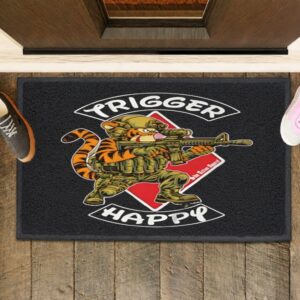 Trigger Happy Tiger graphic_Rubber Doormat