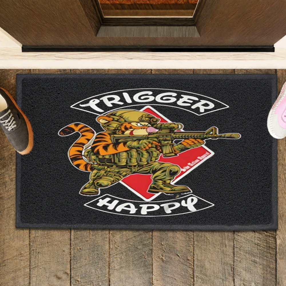 Trigger Happy Tiger graphic_Rubber Doormat Trigger Happy Tiger graphic_Rubber Doormat