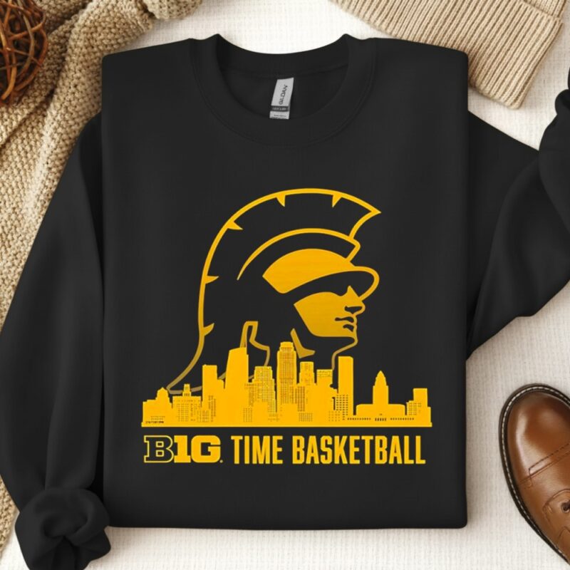 USC Trojans Big Ten Time basketball city skyline_Crewneck Sweatshirt