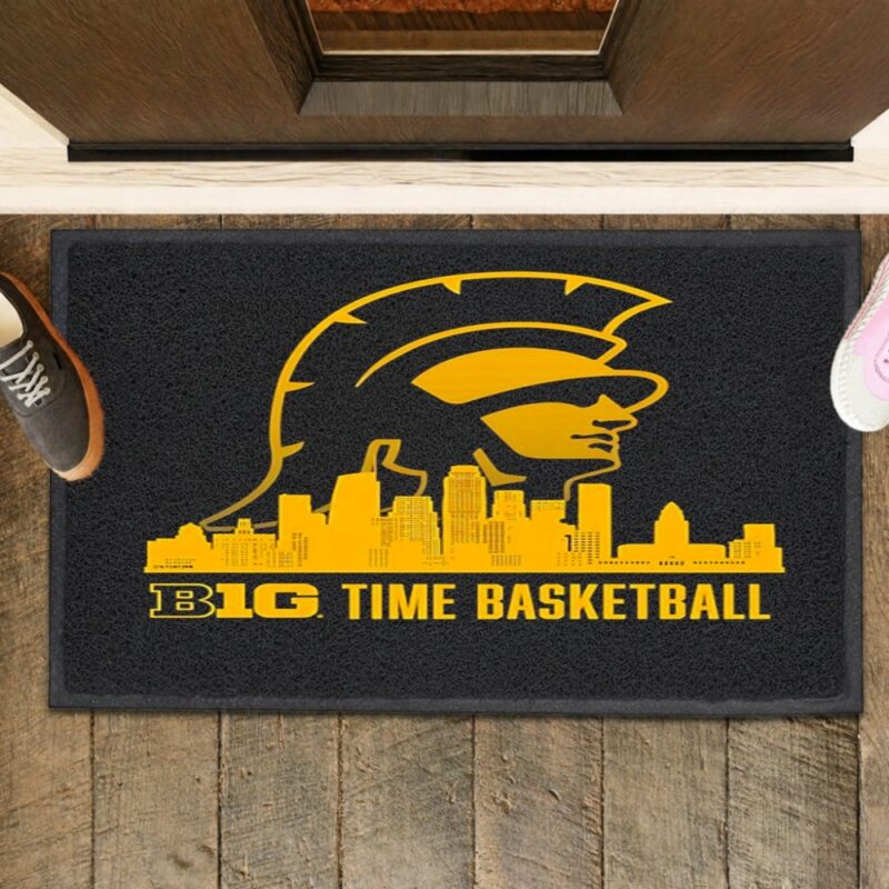 USC Trojans Big Ten Time basketball city skyline_Rubber Doormat