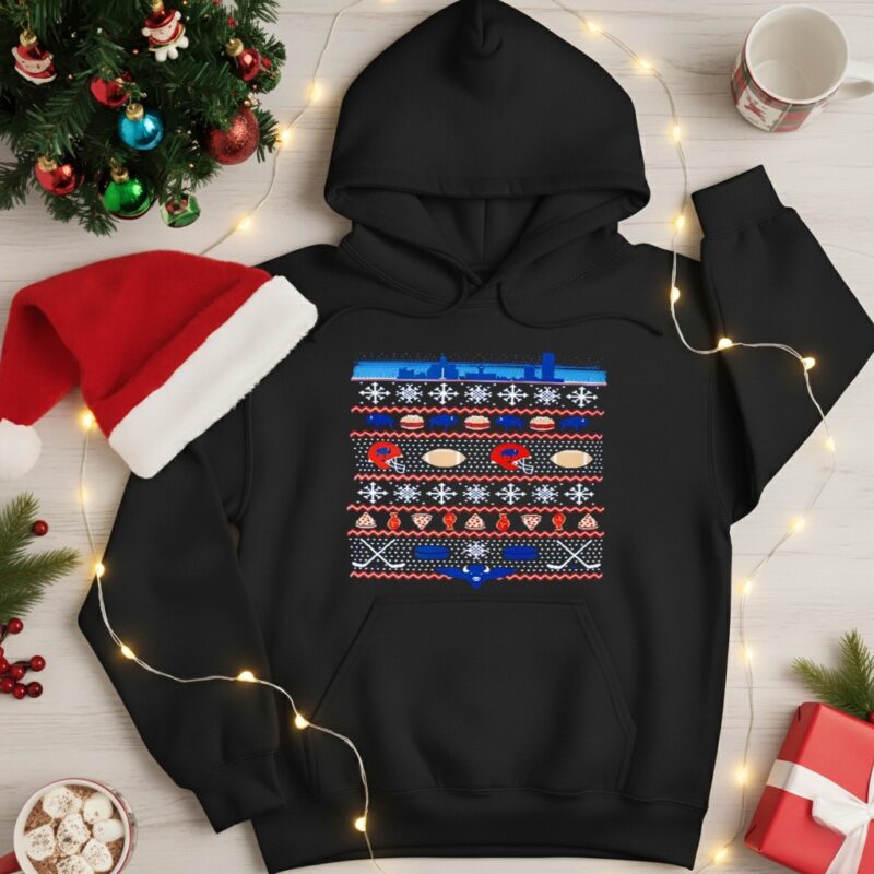 Ugly Buffalo Christmas helmet graphic_Hoodie