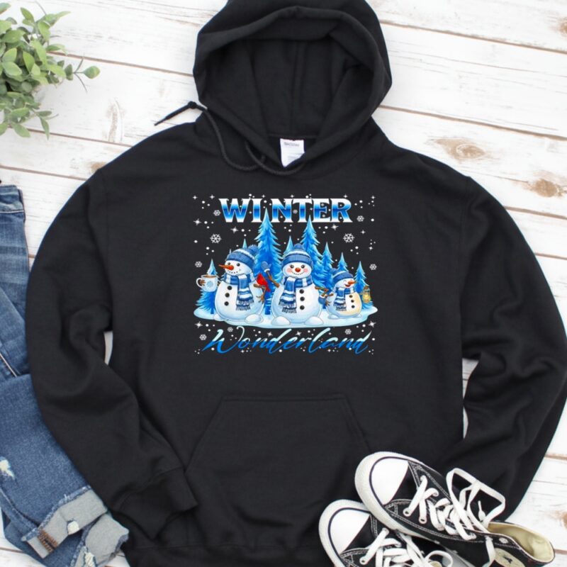 Winter Wonderland Snowman Family Snowflake Cozy Winter Scene_Hoodie