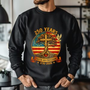 250 Years Faith and Freedom Christian USA 250th Anniversary Retro_Crewneck Sweatshirt