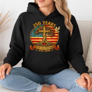 250 Years Faith and Freedom Christian USA 250th Anniversary Retro_Hoodie