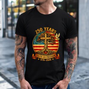 250 Years Faith and Freedom Christian USA 250th Anniversary Retro_T-Shirt