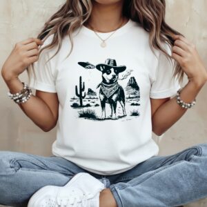 Australian Cattle Dog Smoking with UFO Western Cowboy Dog_Classic Women's T-Shirt