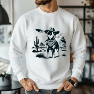 Australian Cattle Dog Smoking with UFO Western Cowboy Dog_Sweatshirt