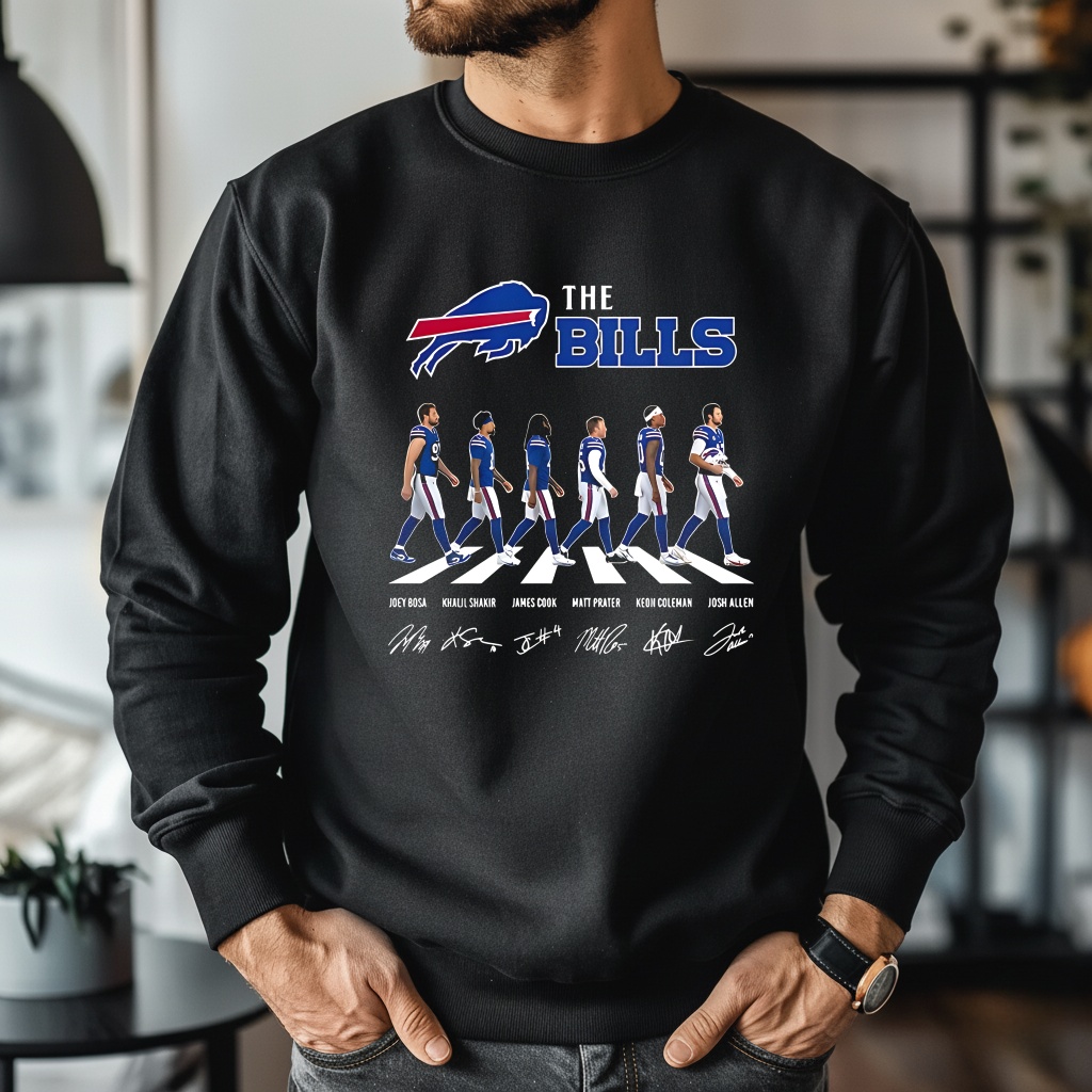 Buffalo Bills NFL player cross the road signature_Crewneck Sweatshirt Buffalo Bills NFL player cross the road signature_Crewneck Sweatshirt
