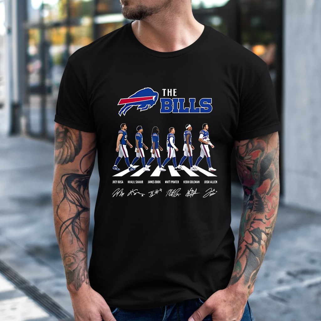 Buffalo Bills NFL player cross the road signature_T-Shirt Buffalo Bills NFL player cross the road signature_T-Shirt