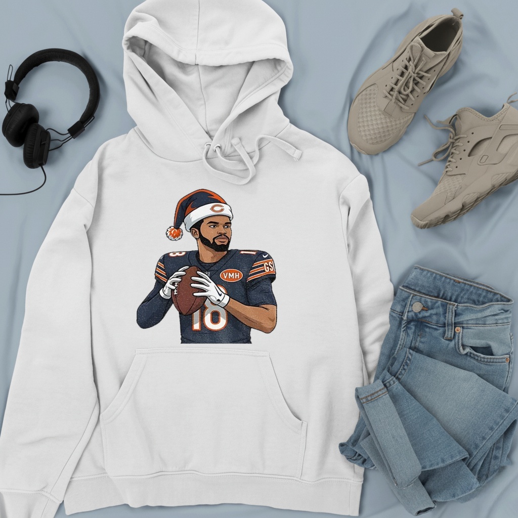 Caleb Williams Chicago Bears posing Football NFL 2025 Christmas_Hoodie Caleb Williams Chicago Bears posing Football NFL 2025 Christmas_Hoodie