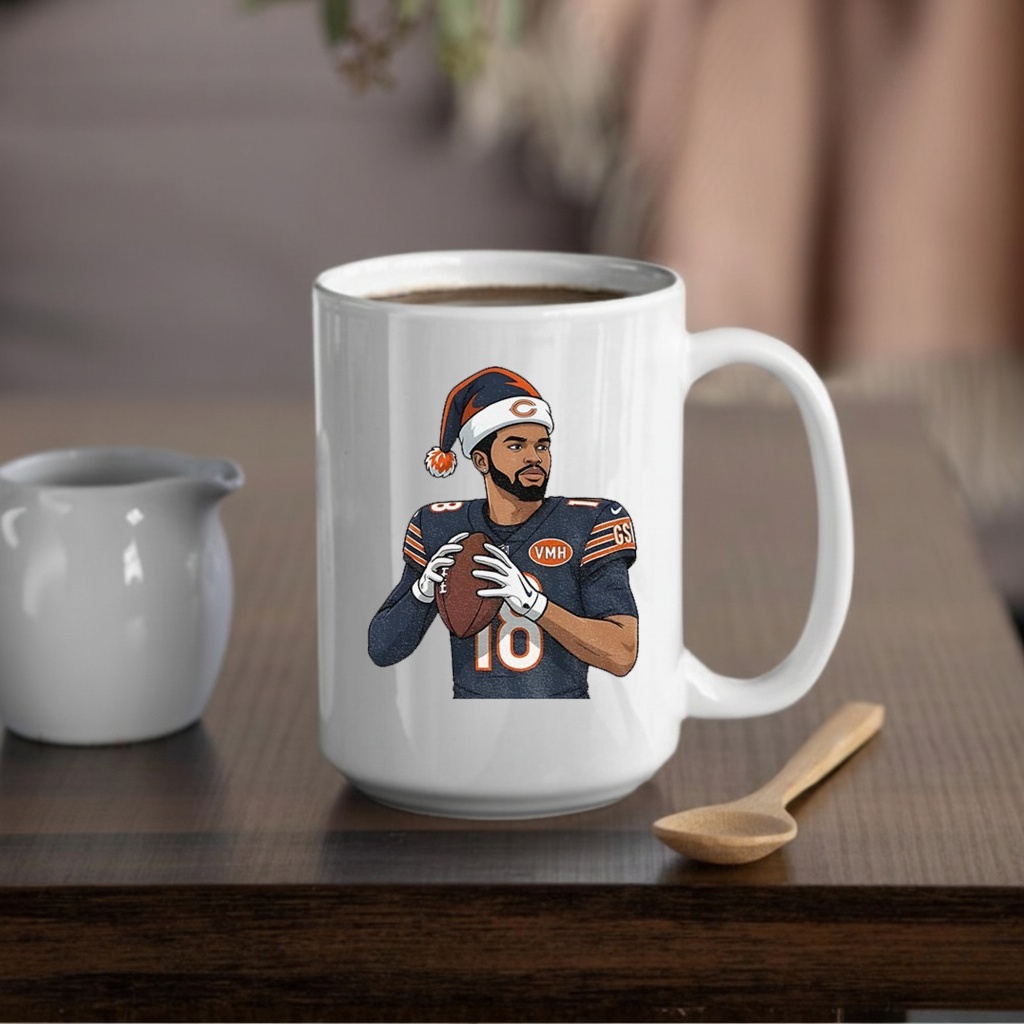 Caleb Williams Chicago Bears posing Football NFL 2025 Christmas_Mug Caleb Williams Chicago Bears posing Football NFL 2025 Christmas_Mug