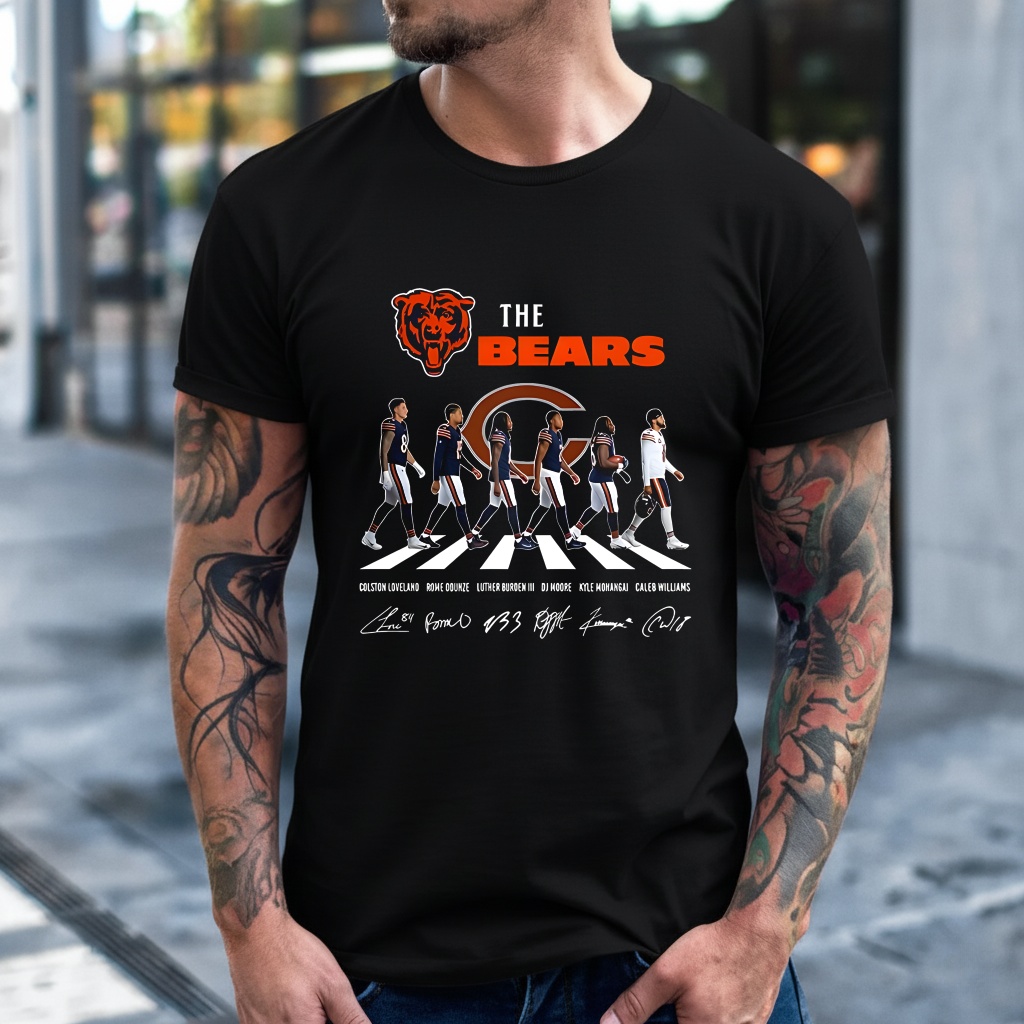 Chicago Bears NFL player cross the road signature_T-Shirt Chicago Bears NFL player cross the road signature_T-Shirt