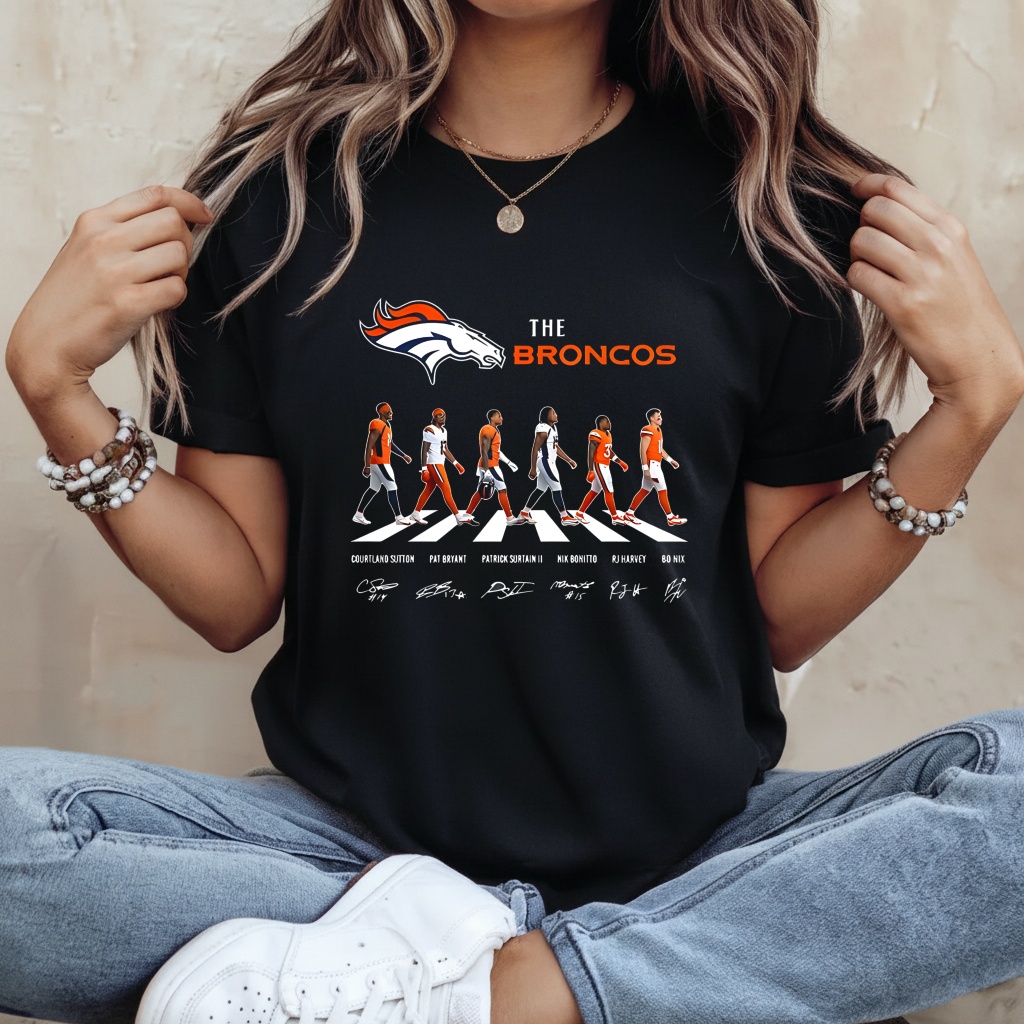 Denver Broncos NFL player cross the road signature_Ladies T-Shirt Denver Broncos NFL player cross the road signature_Ladies T-Shirt