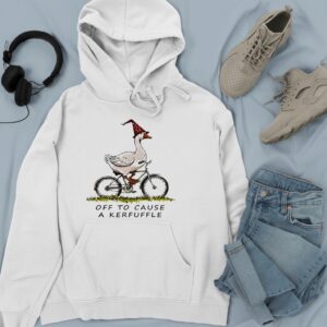 Goose riding a bicycle off to cause a Kerfuffle_Hoodie