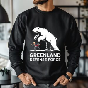 Greenland defense force Trump defense polar bear caricature_Crewneck Sweatshirt