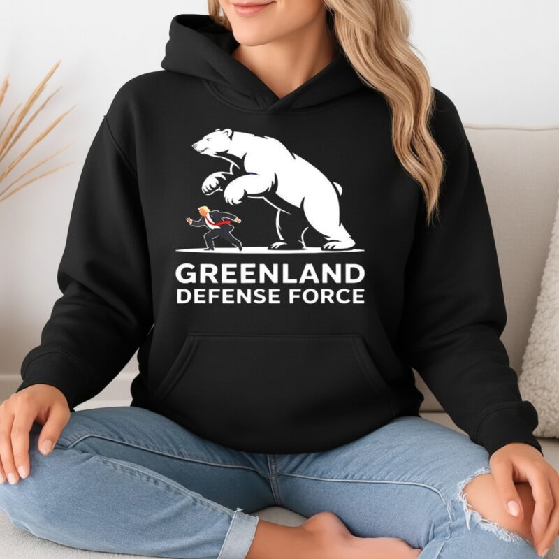 Greenland defense force Trump defense polar bear caricature_Hoodie