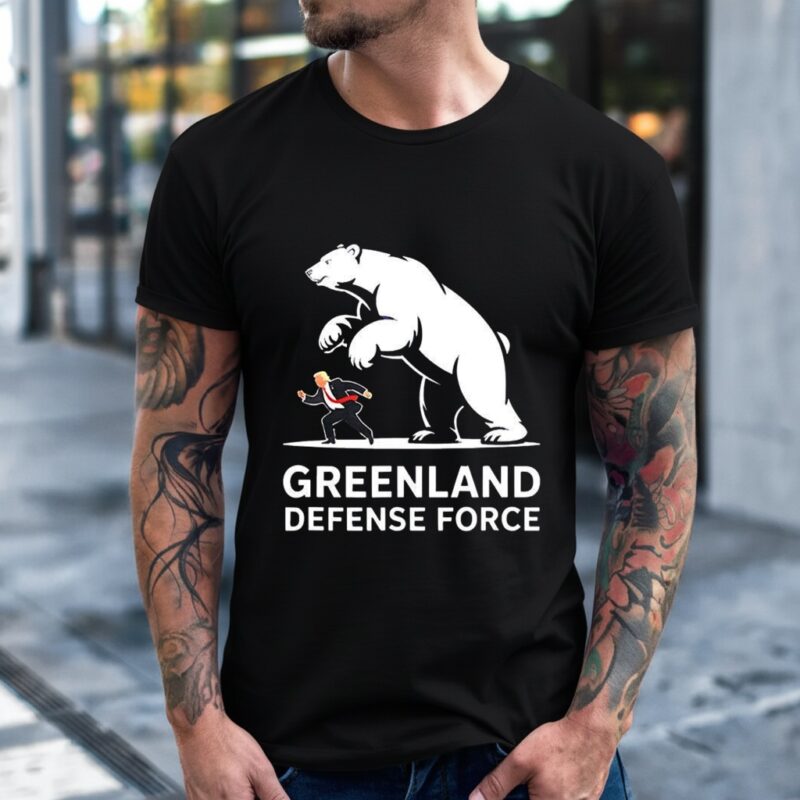 Greenland defense force Trump defense polar bear caricature_T-Shirt