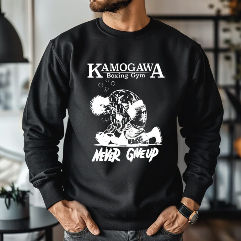 KBG Kamogawa Boxing Boxing Gym never give up sketch_Crewneck Sweatshirt