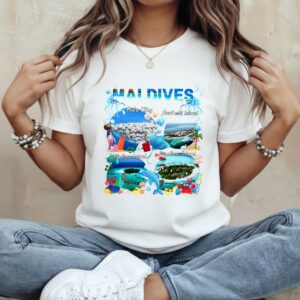 Maldives collage beach scenes Male City Maafushi Vaadhoo Biyadhoo island_Classic Women's T-Shirt