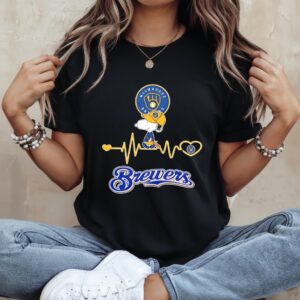 Milwaukee Brewers Peanuts Snoopy in heartbeat_Ladies T-Shirt