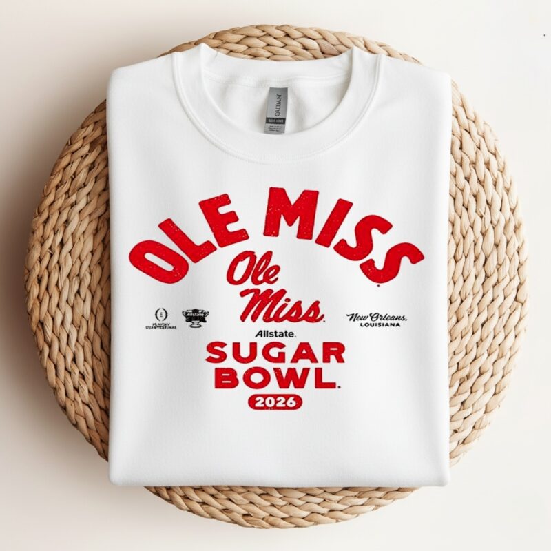 Ole Miss Rebels football Playoff 2026 Allstate Sugar Bowl Bound logo_Crewneck Sweatshirt