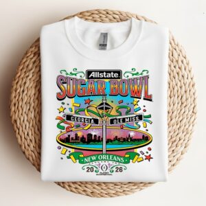 Ole Miss Rebels vs Georgia Bulldogs NCAA 2026 Allstate Sugar Bowl New Orleans_Crewneck Sweatshirt