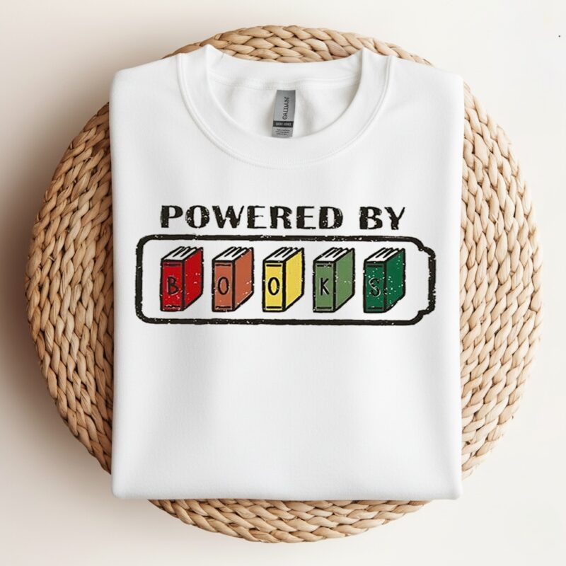 Powered by books fully charged power of knowledge_Crewneck Sweatshirt