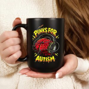 Punks for Autism brain headphones graphic_Ceramic Mug