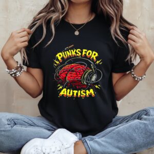 Punks for Autism brain headphones graphic_Ladies T-Shirt