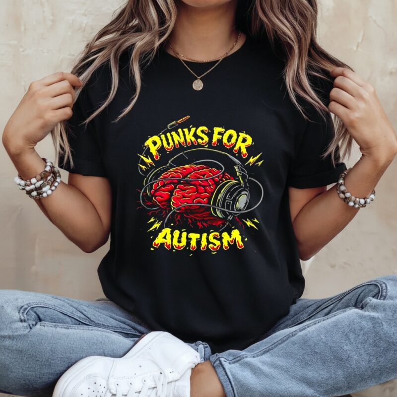 Punks for Autism brain headphones graphic_Ladies T-Shirt