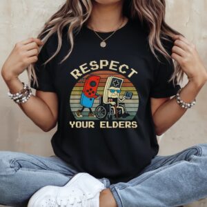 Respect your elders gaming funny gamer controller 80s_Ladies T-Shirt