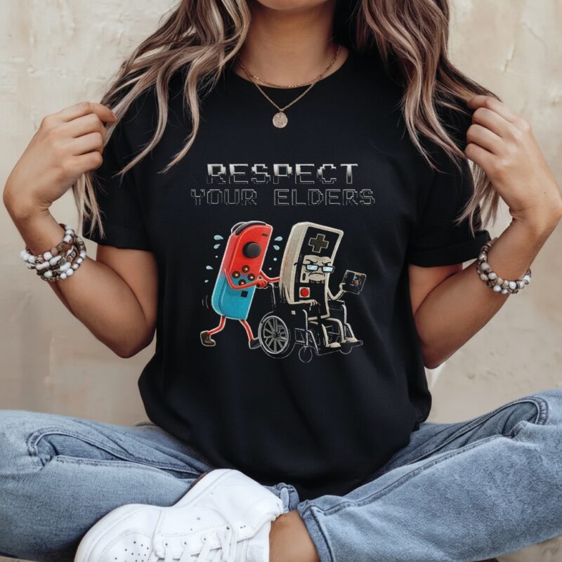 Respect your elders gift for video games player_Ladies T-Shirt