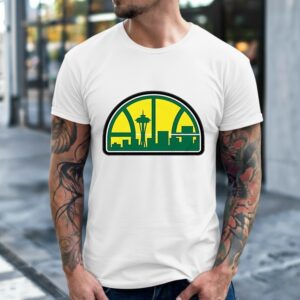 Seattle NBA skyline Hardwood logo_Classic Men's T-Shirt