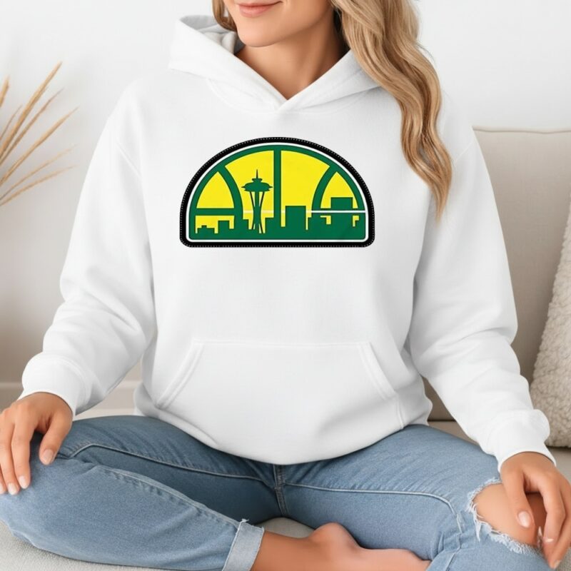Seattle NBA skyline Hardwood logo_Hoodie