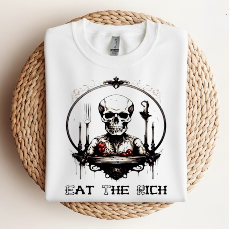 Skeleton Eat The Rich graphic_Crewneck Sweatshirt