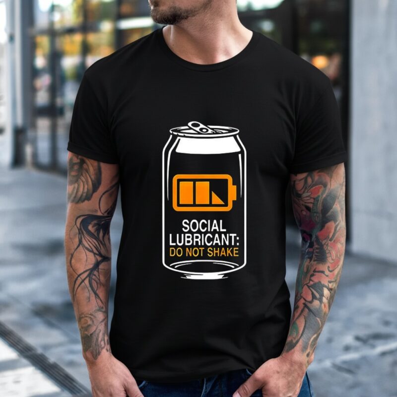 Social lubricant do not shake can of beer_T-Shirt
