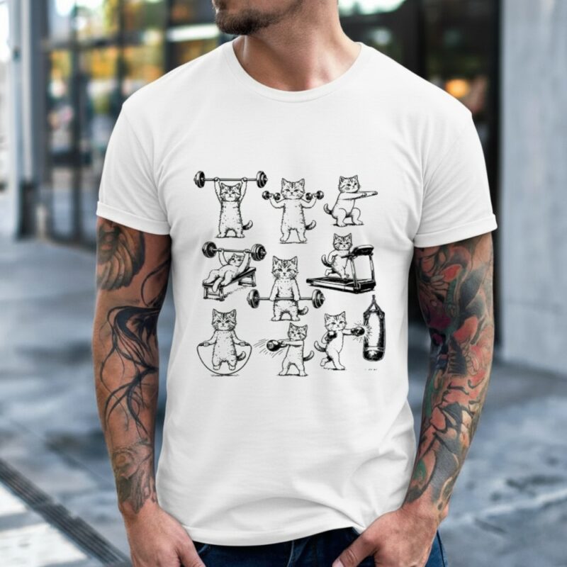 Vintage Retro Weight Lifting Gym Cat Deadlift Funny Cat_Classic Men's T-Shirt