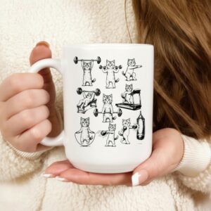 Vintage Retro Weight Lifting Gym Cat Deadlift Funny Cat_Mug