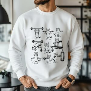 Vintage Retro Weight Lifting Gym Cat Deadlift Funny Cat_Sweatshirt