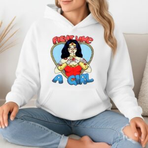 Wonder Woman fight like a girl cartoon retro_Hoodie