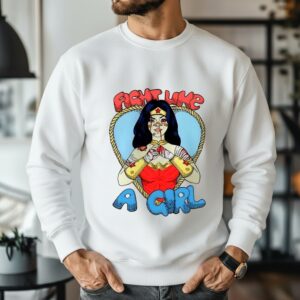 Wonder Woman fight like a girl cartoon retro_Sweatshirt